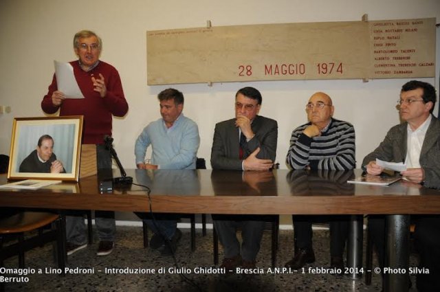 In ricordo di Lino Pedroni: G.Ghidotti, A. Paroli, C. Bragaglio, F.Torri, M.Fenaroli. Anpi Brescia 01.02.14