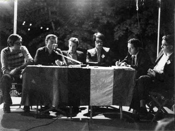 Festa Unità  anni '70. da sin. M.Ruzzenenti, G.F.Porta, S.Moroni, C.Bragaglio. S.Fontana. I.Nicoletto