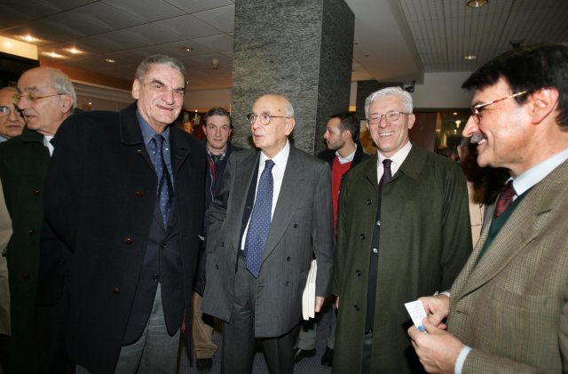 Il presidente on. Napolitano con l'on. Martinazzoli, l'on. Corsini e Bragaglio